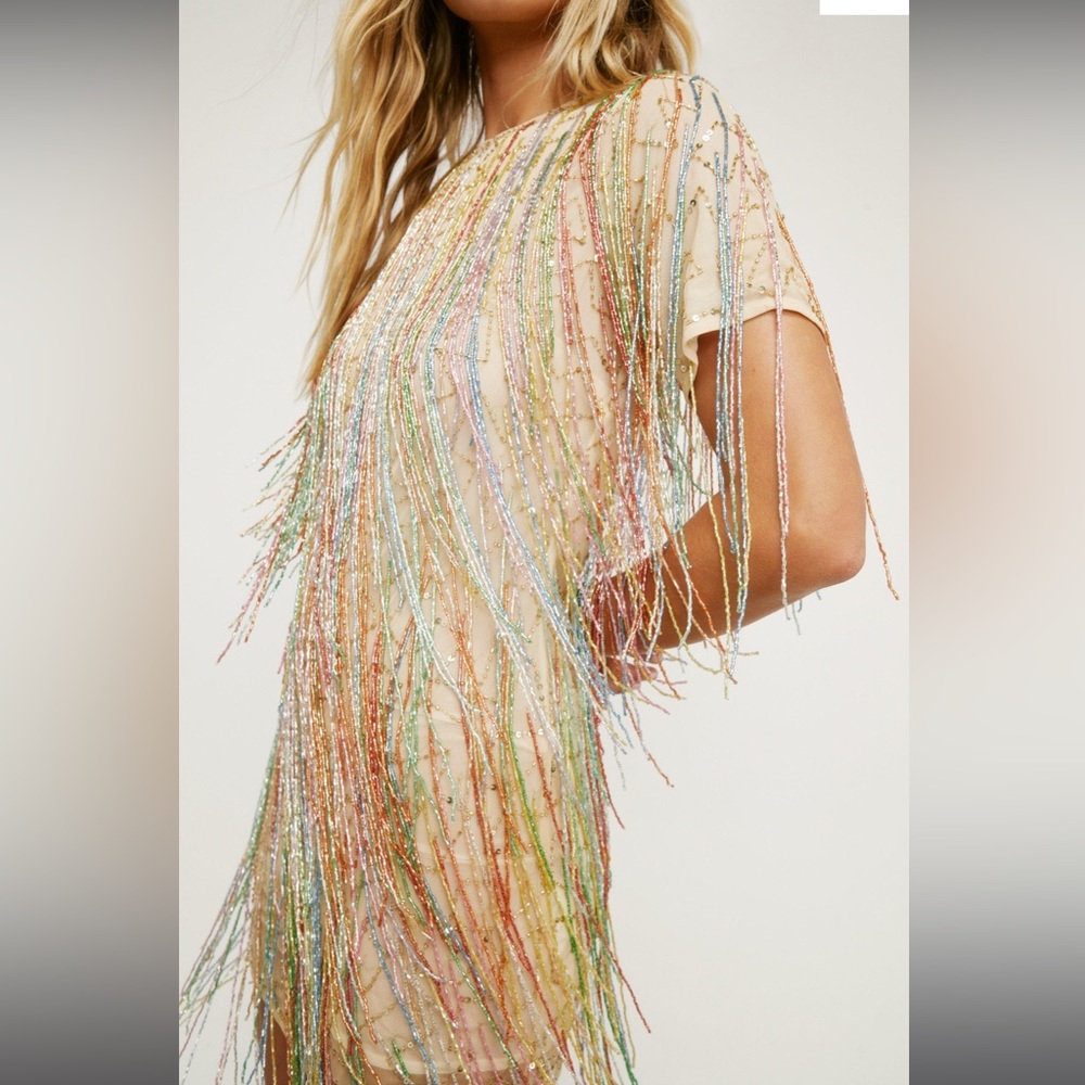 NWT Nasty Gal Beaded Fringe Dress